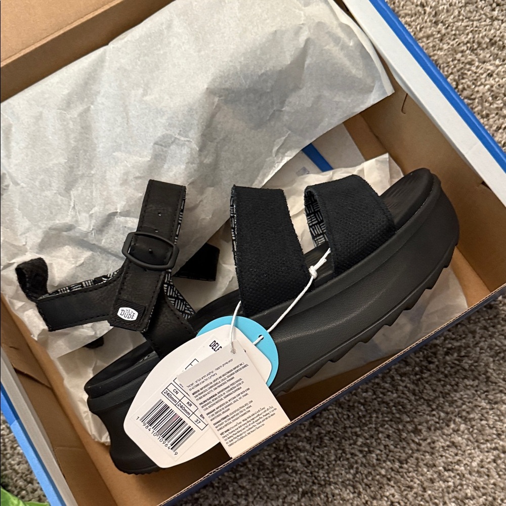 Hey Dude Black Delray Buckle Sandals